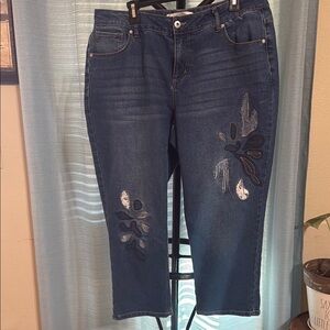 Women's Blue Jeans with Embroidered Details